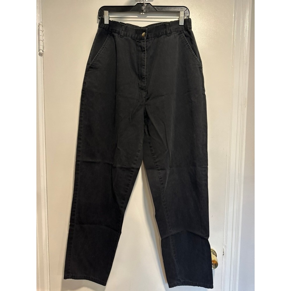 Woolrich Vintage Gorpcore High Waisted Cotton Trousers Sz:14 Black Straight Leg